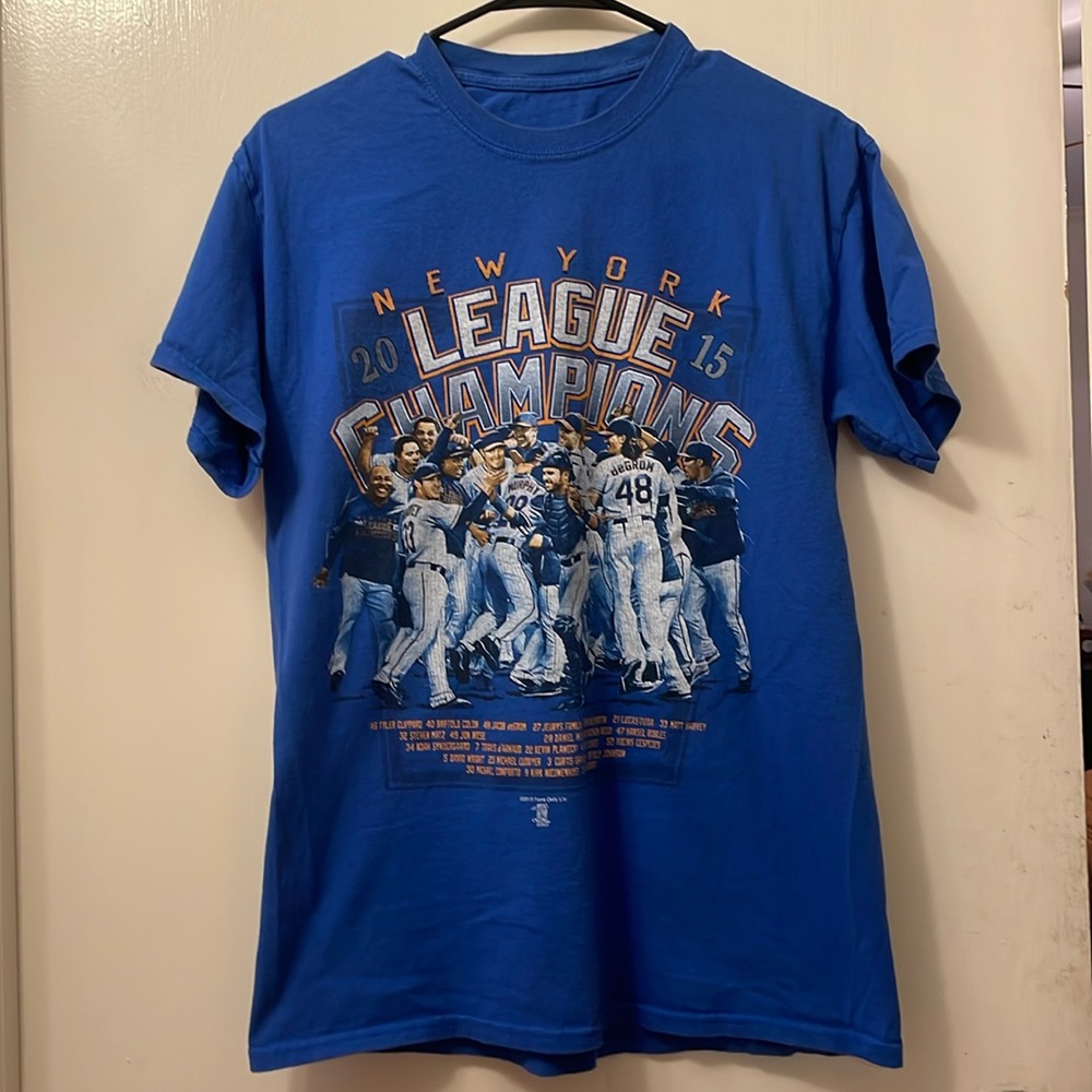 new york mets new york league champions 2015 blue t-shirt no size